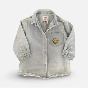 Zara Light Blue Kids Denim Shirt Jacket